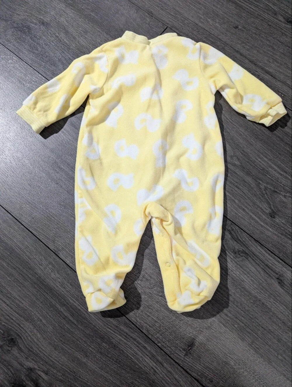 Carter's Pale Yellow Fleece Duck-Print Footed One-Piece